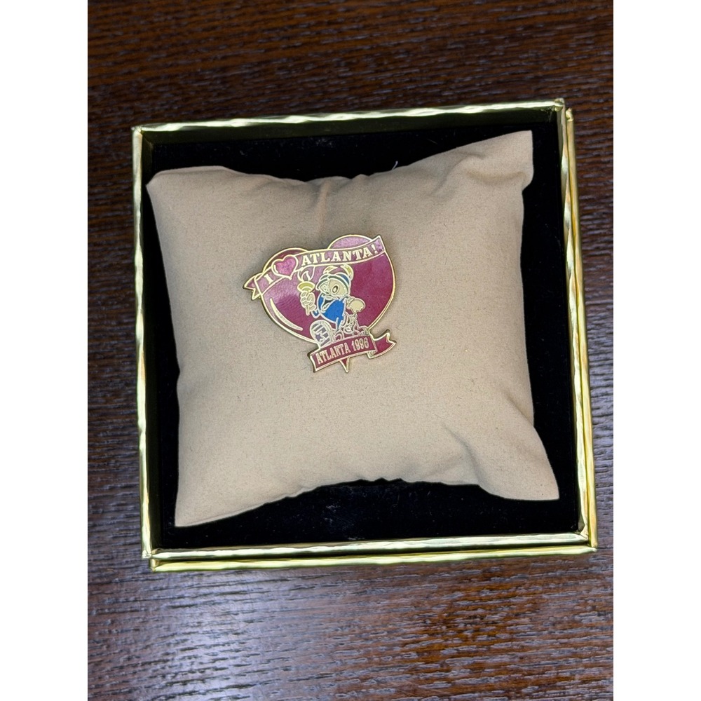 Vintage 1996 Atlanta Olympic Games Izzy Mascot I Heart Atlanta Enamel Pin